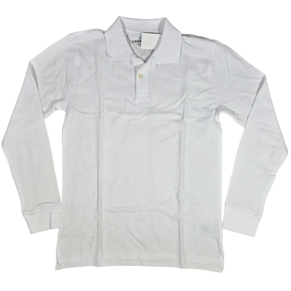 J.‎ Crew Crewcuts Kids' Cotton long-sleeve pique polo shirt White XL NWT